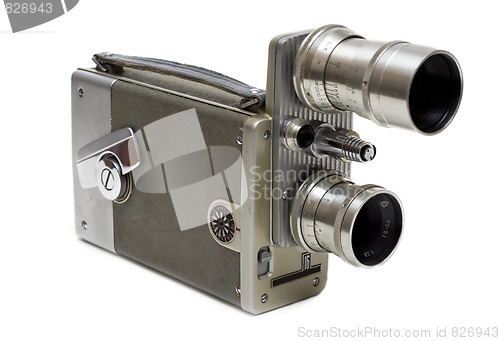 Image of Old movie camera 16 mm with two lenses