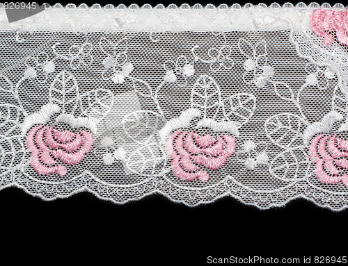 Image of Lace decorated by pattern and decorative rose