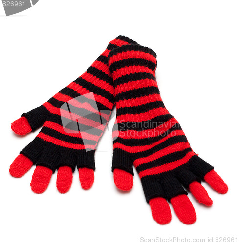 Image of Striped red pair of the gloves