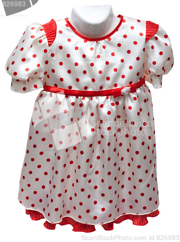 Image of Baby gown on hatrack with red pattern