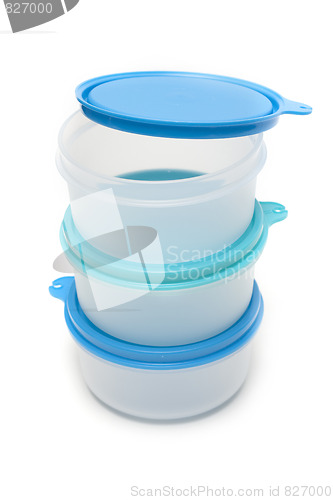Image of Set round plastic container