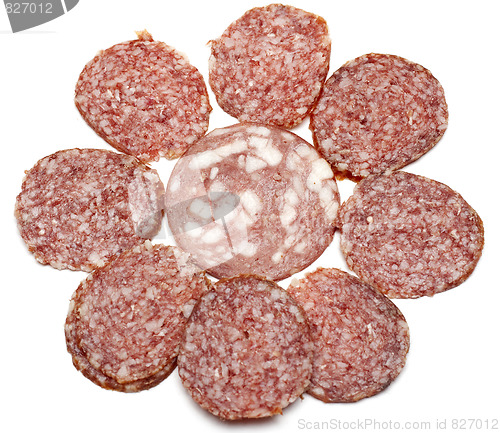 Image of Sausage slice put by pattern