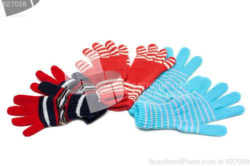 Image of Striped red three pair of the gloves