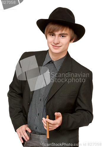Image of Young man with cigar in hat
