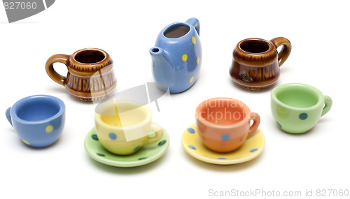 Image of Set of the varicoloured ceramic dishes