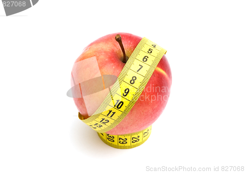 Image of Red apple and measuring tape