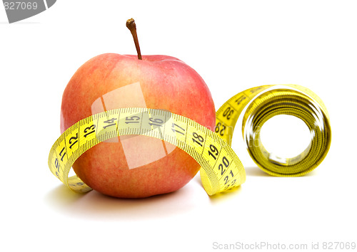 Image of Red apple and measuring tape