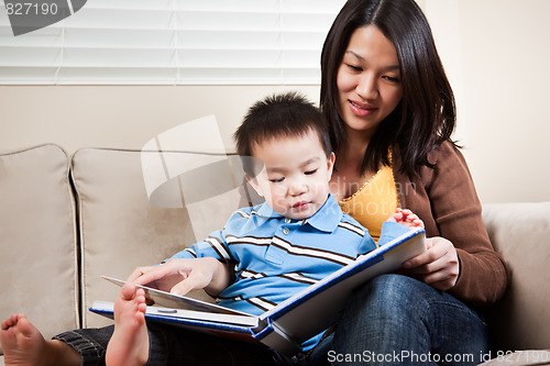 Image of Mother and son reading