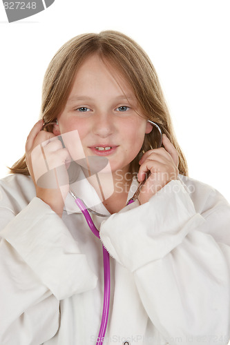 Image of young girl pretending to be a doctor