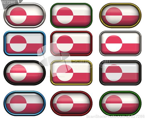 Image of twelve buttons of the Flag of Greenland