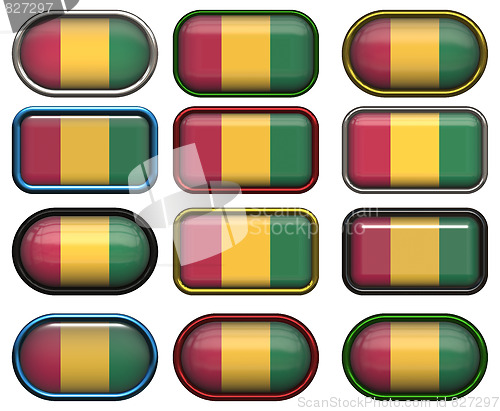 Image of twelve buttons of the Flag of Guinea