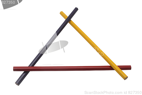 Image of Three pencils forming a triangle