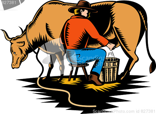 Image of farmer milking cow