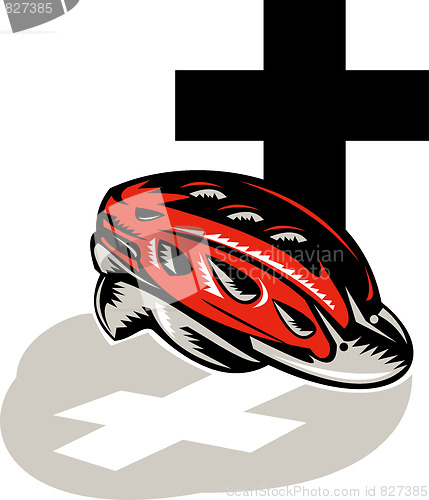 Image of cycling crash helmet with cross