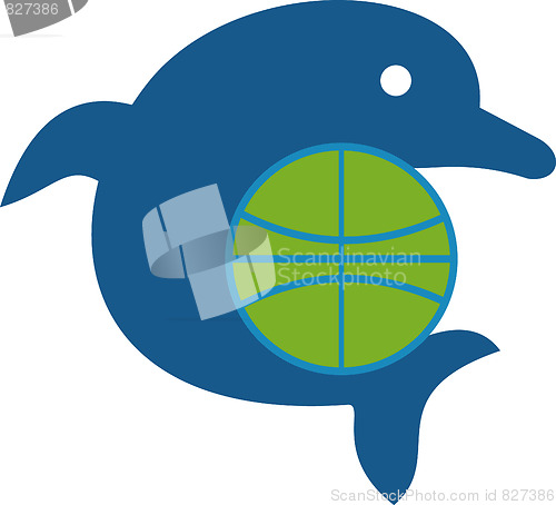 Image of dolphin jumping with globe 