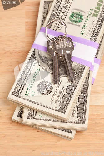 Image of House Keys on Stack of Money