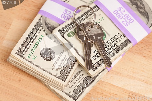Image of House Keys on Stack of Money