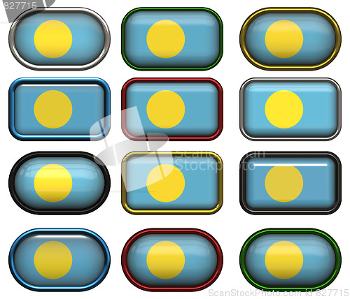 Image of twelve buttons of the Flag of Palau
