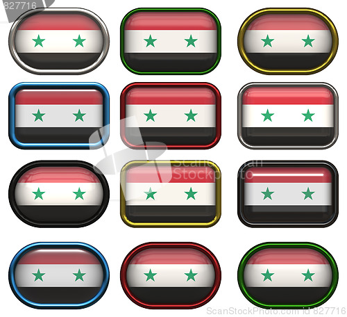 Image of twelve buttons of the Flag of Syria