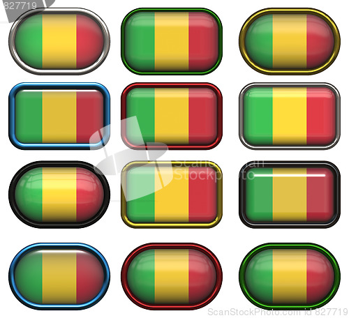Image of twelve buttons of the Flag of Mali