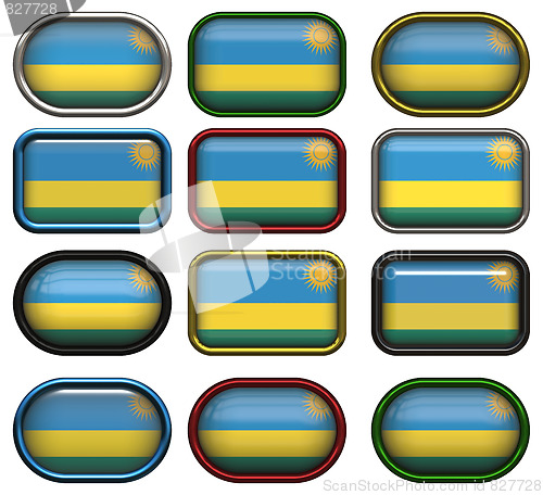 Image of twelve buttons of the Flag of Rwanda