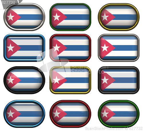 Image of twelve buttons of the Flag of Cuba