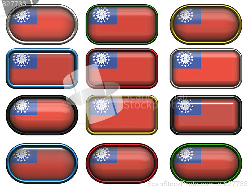Image of twelve buttons of the Flag of Myanmar