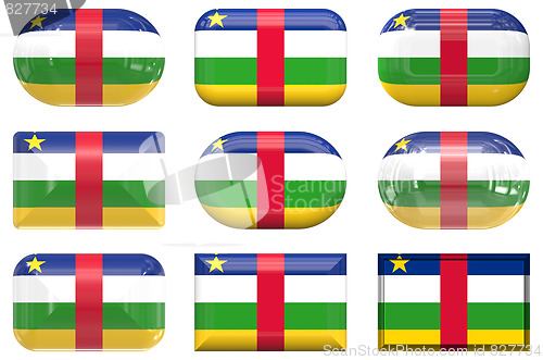 Image of nine glass buttons of the Flag of Central African Republic