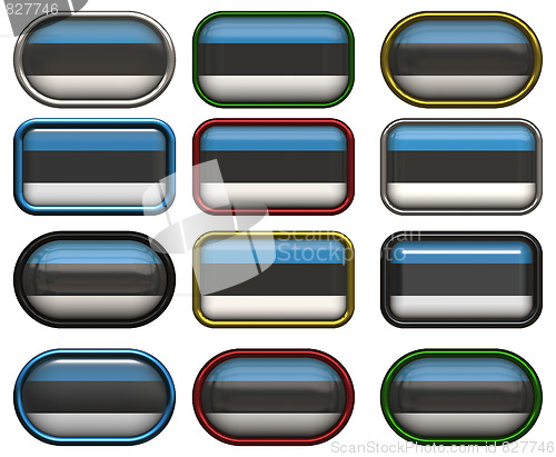 Image of twelve buttons of the Flag of Estonia