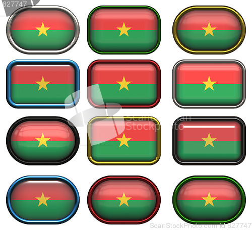 Image of twelve buttons of the Flag of Burkina Faso