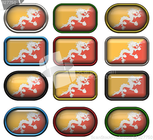 Image of twelve buttons of the Flag of Bhutan