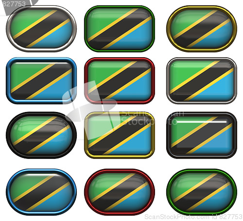 Image of twelve buttons of the Flag of Tanzania