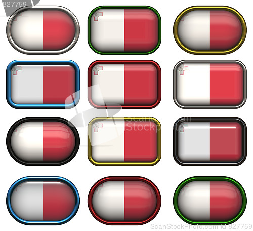 Image of twelve buttons of the Flag of Malta