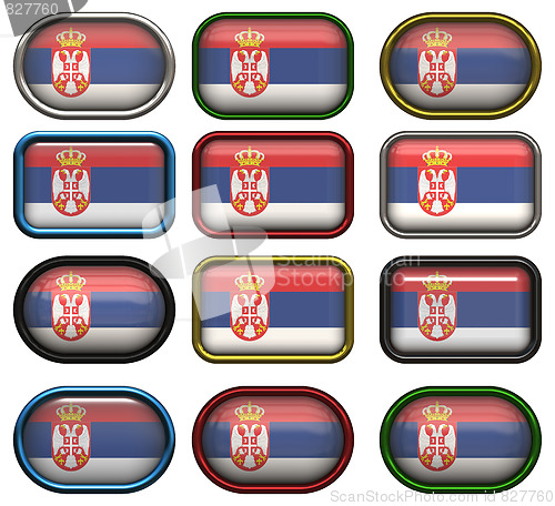 Image of twelve buttons of the Flag of Serbia