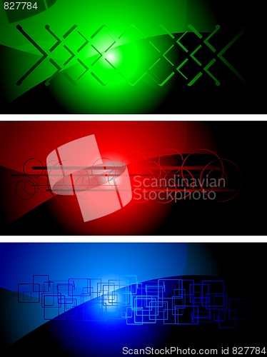 Image of Set of dark banners, eps 10