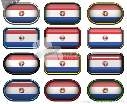 Image of twelve buttons of the Flag of Paraguay