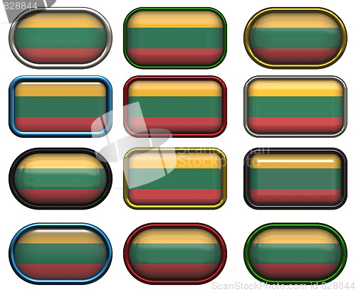 Image of twelve buttons of the Flag of LIthuania