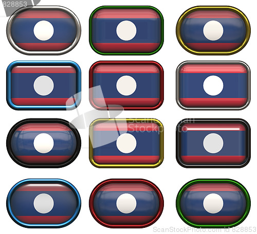 Image of twelve buttons of the Flag of Laos