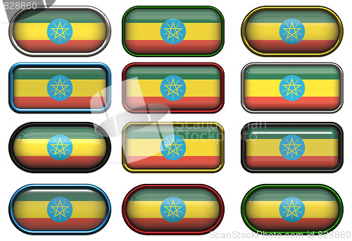 Image of twelve buttons of the Flag of Ethopia