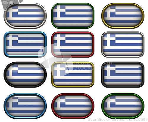 Image of twelve buttons of the Flag of Greece