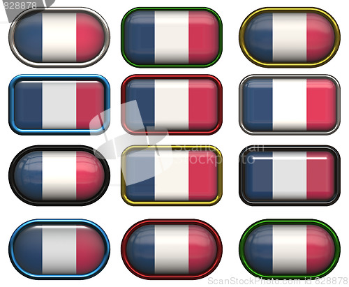 Image of twelve buttons of the Flag of France