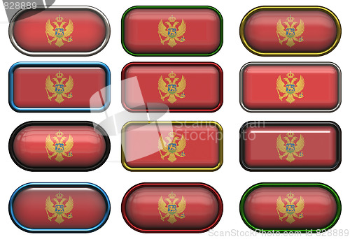 Image of twelve buttons of the Flag of Montenegro
