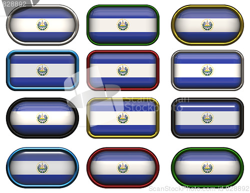 Image of twelve buttons of the Flag of El Salvador