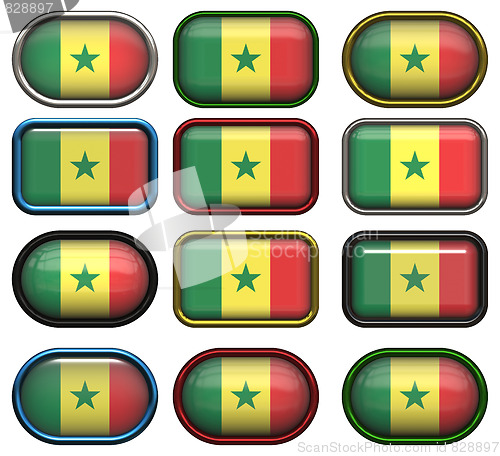 Image of twelve buttons of the Flag of Senegal