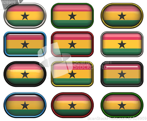 Image of twelve buttons of the Flag of Ghana