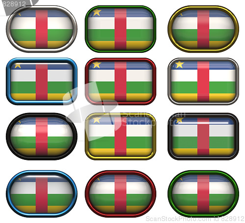 Image of twelve buttons of the Flag of Central African Republic