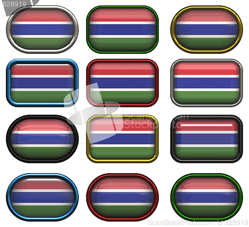 Image of twelve buttons of the Flag of Gambia