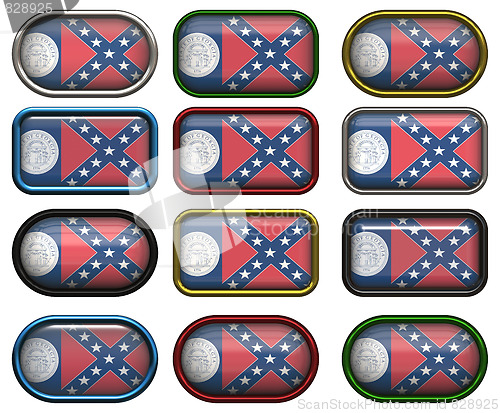 Image of twelve buttons of the Flag of Georgia