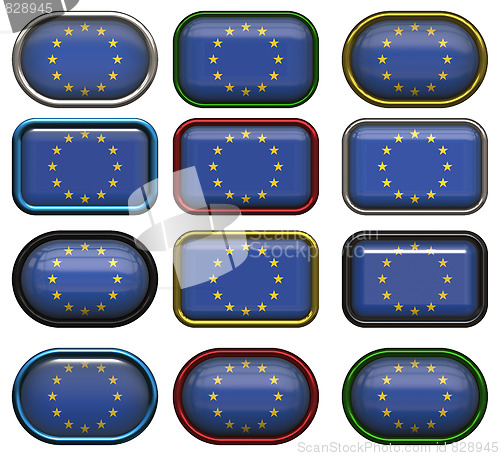 Image of twelve buttons of the flag of the european union
