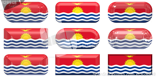 Image of nine glass buttons of the Flag of Kiribati